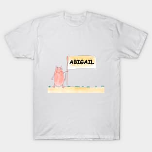 ABIGAIL name. Personalized gift for birthday your friend. Cat character holding a banner T-Shirt